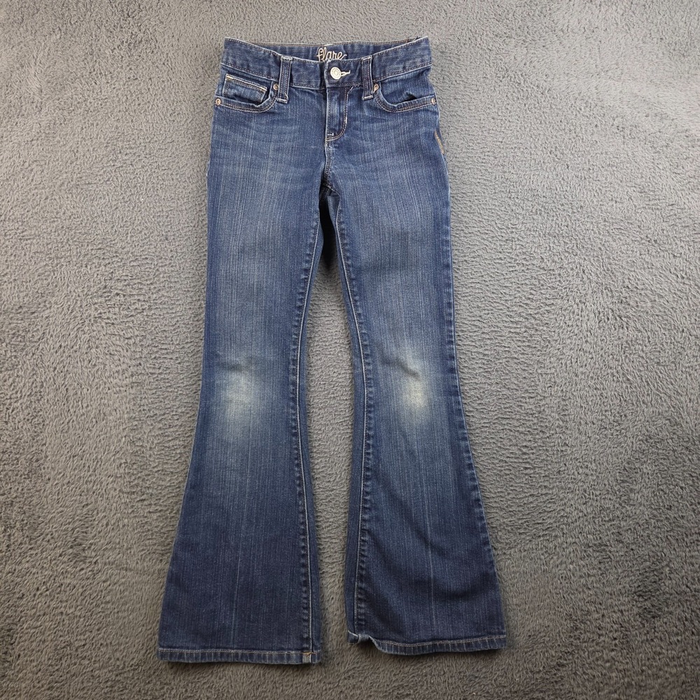 Vintage Y2K Old Navy Jeans Girls 10 Blue Denim Pants Stretch Flare Whiskered
